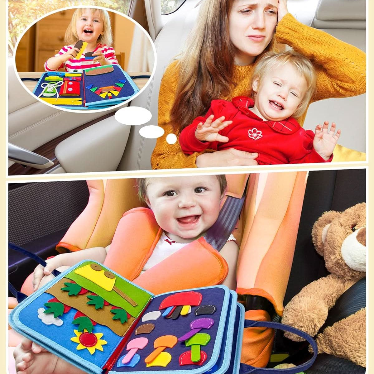 BrightNest Montessori Tablica Aktywności dla Niemowląt 6 Miesięcy Rozwija Motorykę Małą