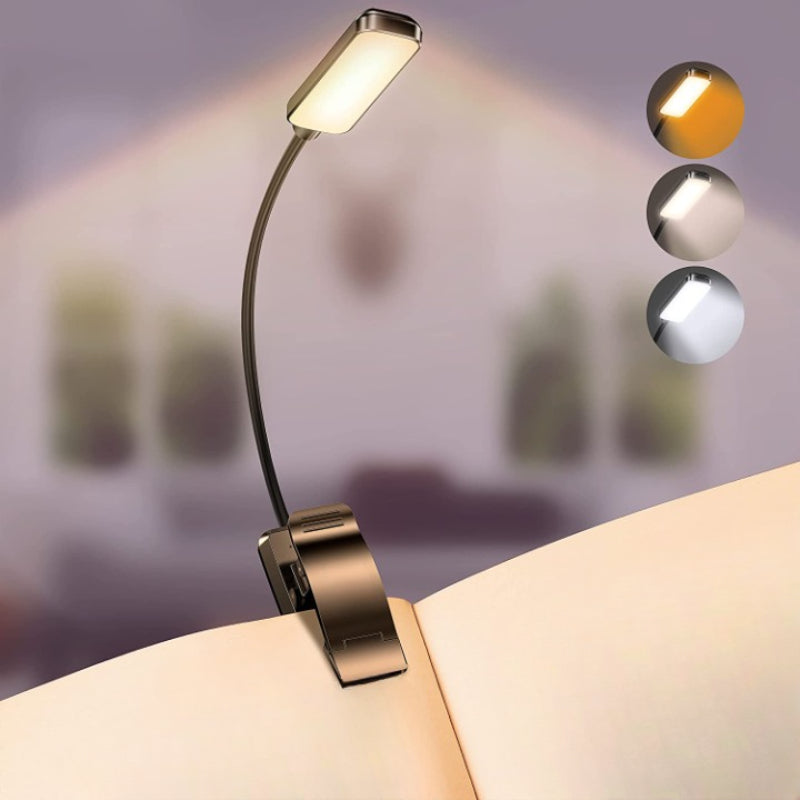 Klemmleuchte fürs Bett mit 9 LEDs, USB-aufladbar, augenfreundlich