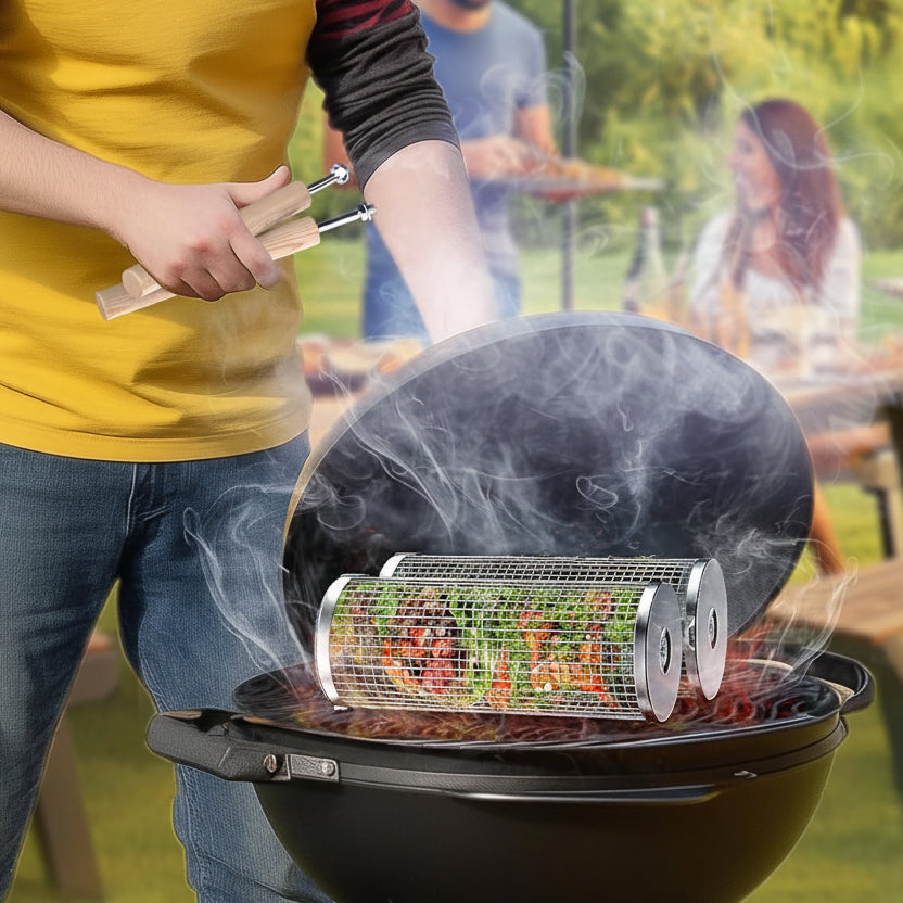 Grillexa Premium kosz do grilla ze stali nierdzewnej do grillowania na zewnątrz