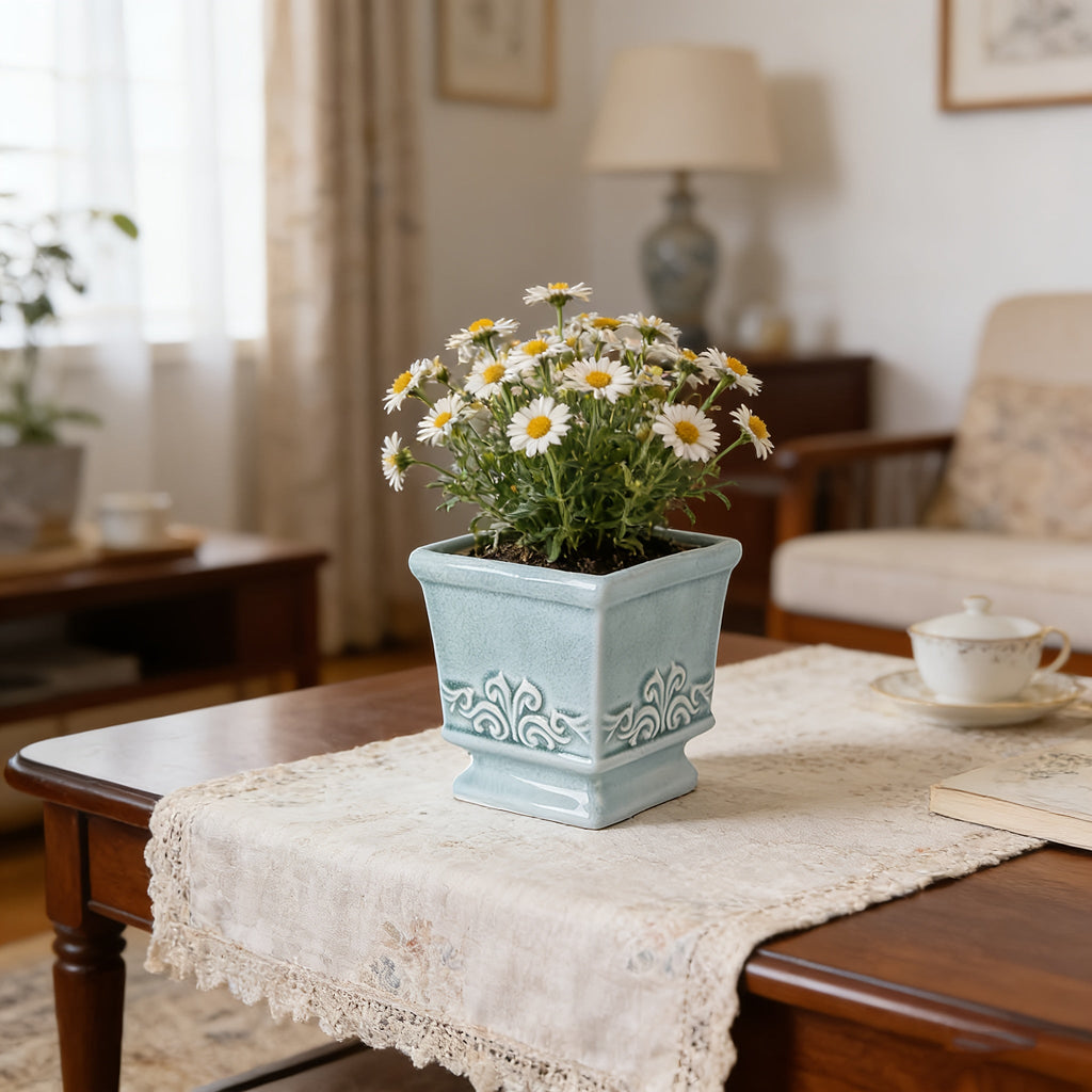 CeraBox Ceramic Planter With Vintage Charm For Elegant Indoor Plants