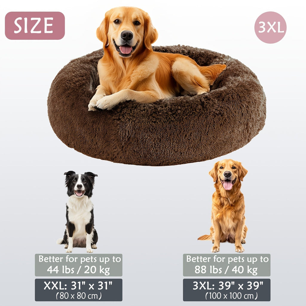 Hugafur Soft Faux Fur Donut Pet Bed For Dogs And Cats
