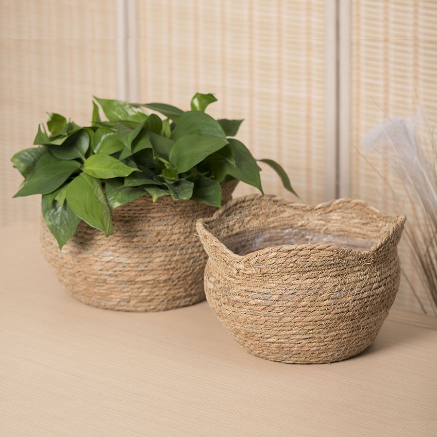 Rattankruka Handvävd Planterare för Naturlig Boho- och Skandinavisk Inredning