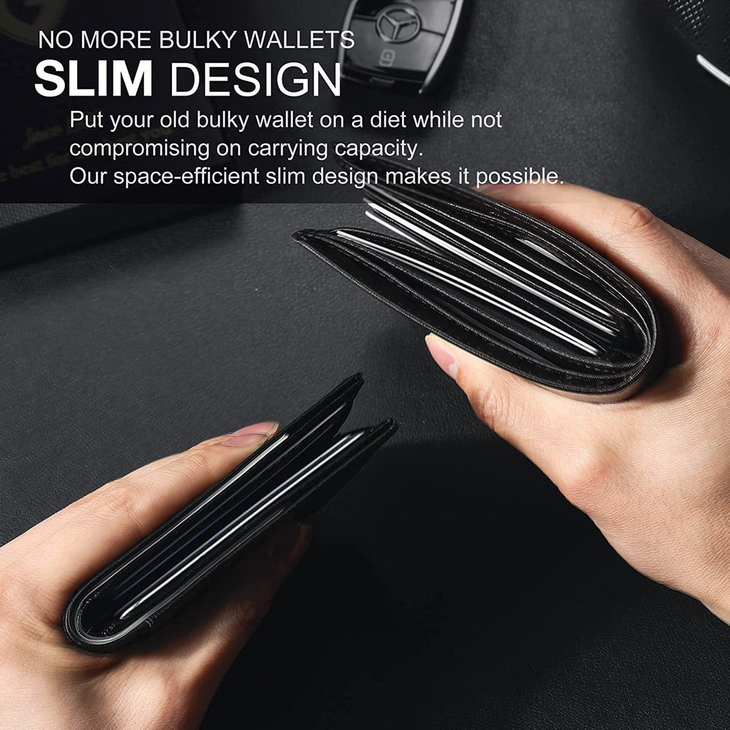 Men’s Slim RFID Wallet | Leather Card Holder | Black