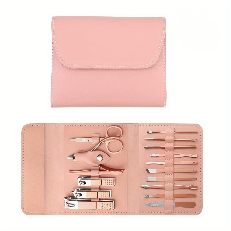 Conjunto de Manicure e Pedicure Trimforge em Aço Inoxidável com 16 Peças