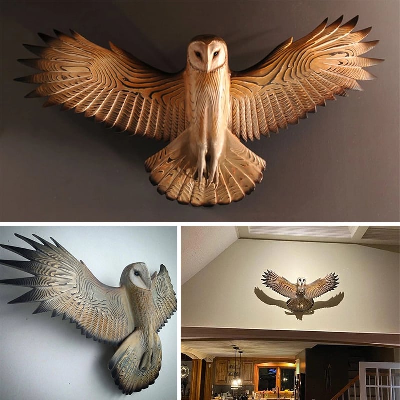 Great Owl Gaze Kunstnerisk Udgave Vægskulptur til Hjemmedekoration