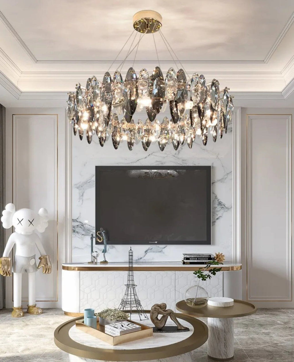 Lampadario a Foglia di Cristallo Nordico Aurelia dalla Collezione Lumen