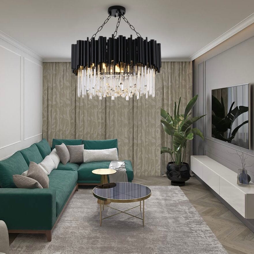 Collection de lustres en cristal Nova en finition noir mat