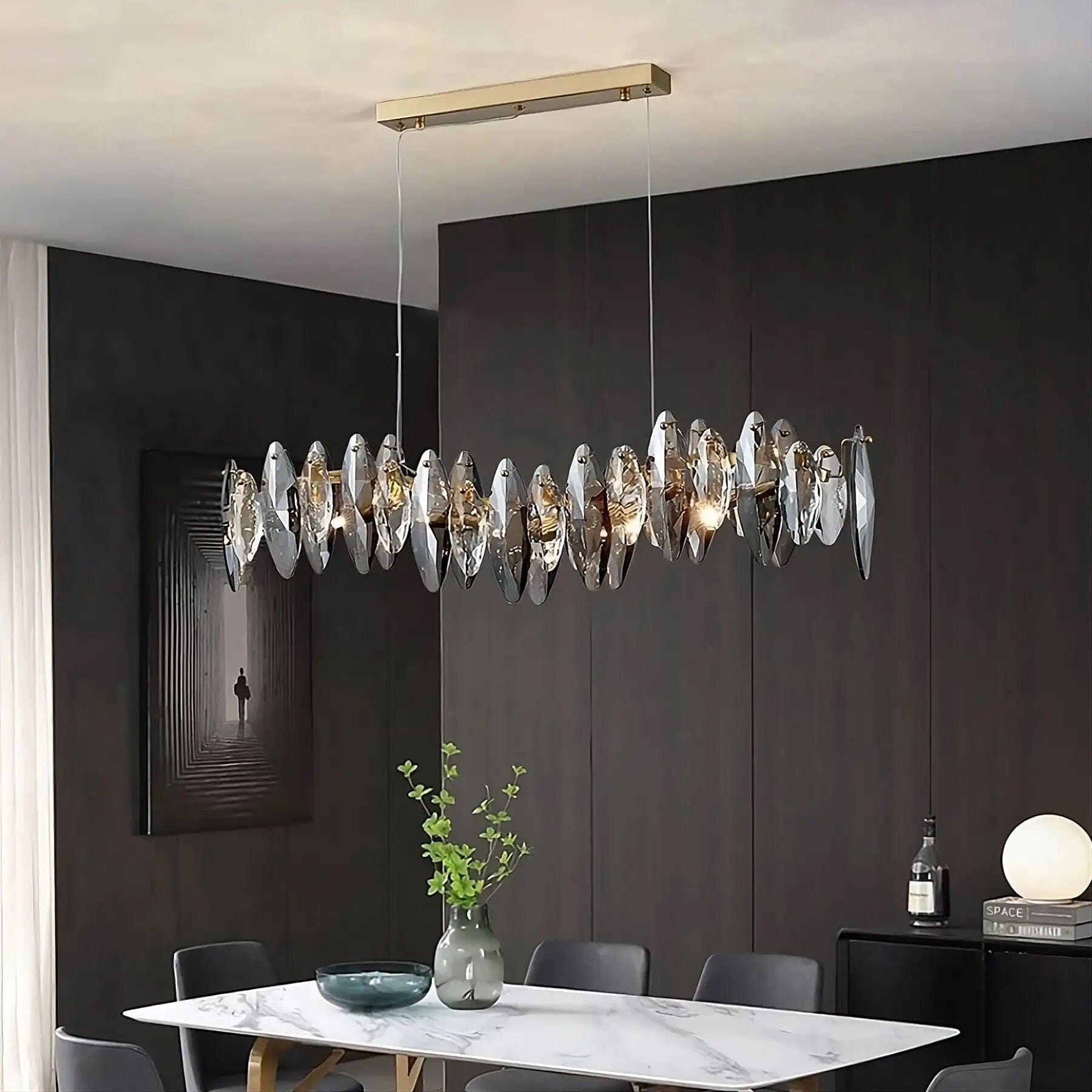 Lampadario a Foglia di Cristallo Nordico Aurelia dalla Collezione Lumen