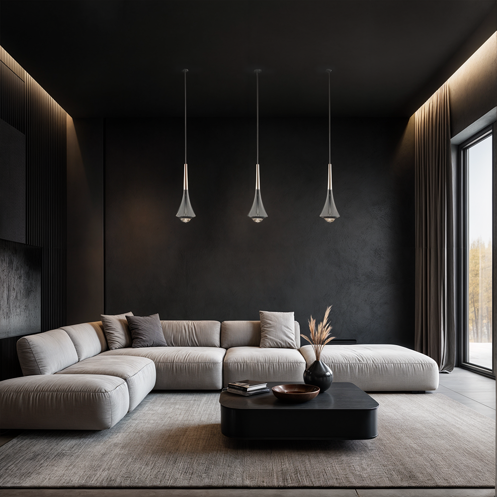 Elara glazen druppel LED hanglamp met heldere kap