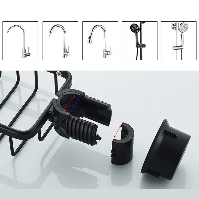 Stainless Aluminium Shower Holder In Silver Or Black No Drilling