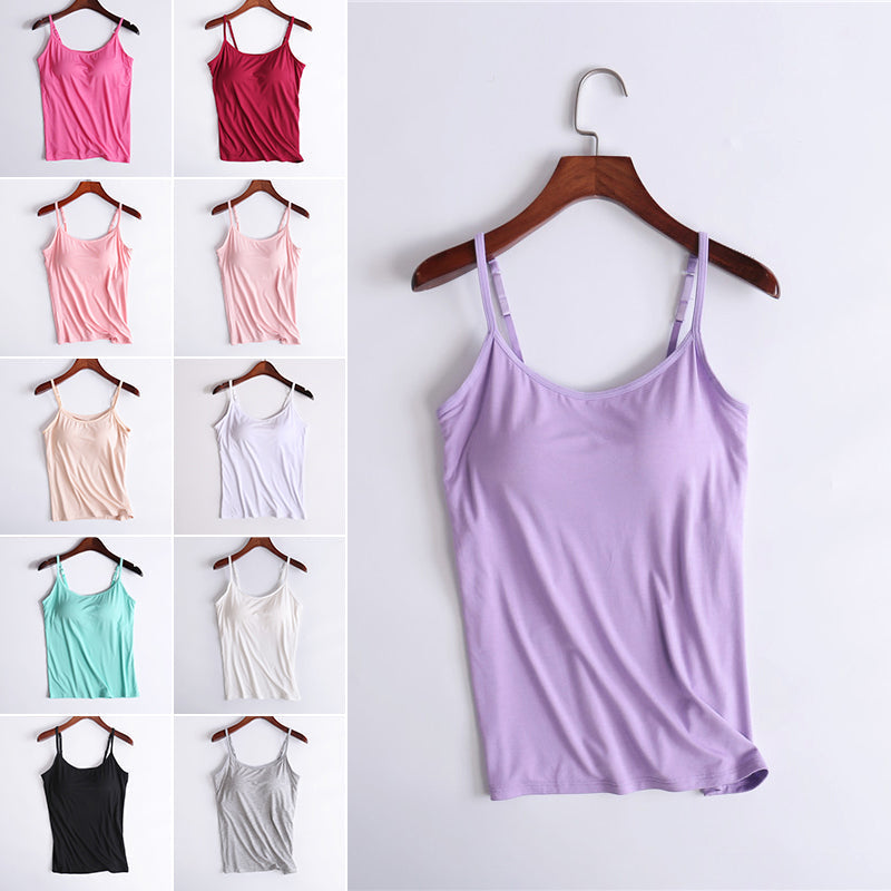 Canottiera da donna con reggiseno a balconcino integrato, stile canotta