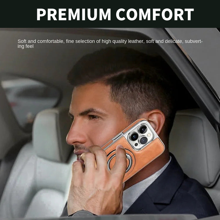 Pouzdro LuxeLeather na iPhone s kovovým stojánkem pro každodenní použití