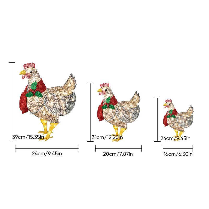 Cheerful Scarf-Wearing Chicken Christmas Ornament For Yard And Garden