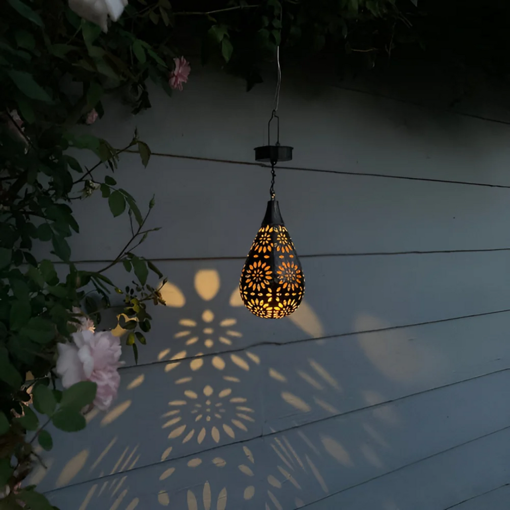 AstraLux Noir solcelledrevet havelampe i sort rustfrit stål med LED