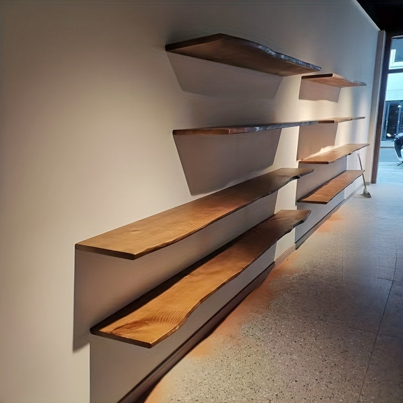 Bohoraft Regal Handgefertigtes schwebendes Holzdisplay für Zuhause