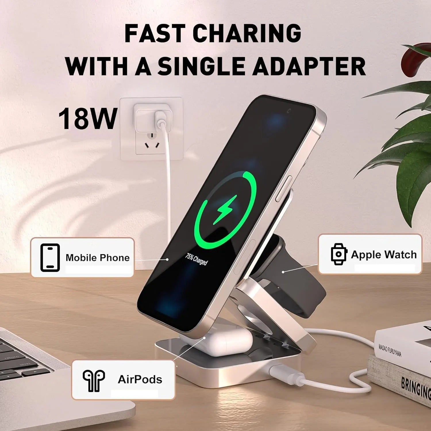 VeloCharge Magnetic Wireless Charger Three-In-One For IPhone AirPods And Apple Watch