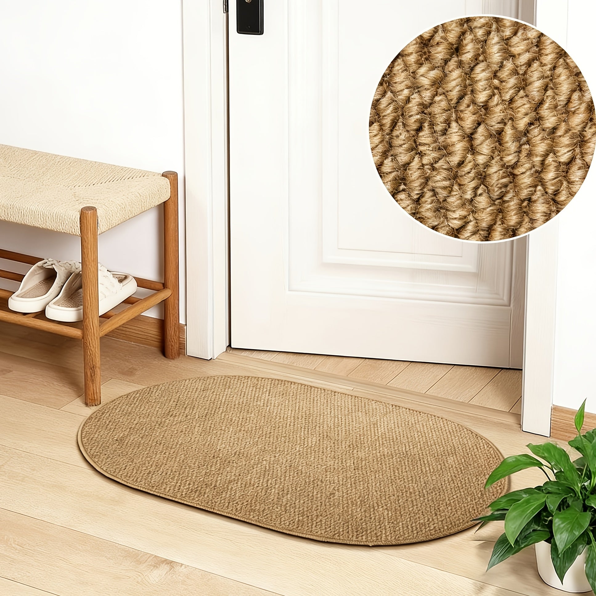 ScandiRoots Oval Rug Brown Nordic Style for Entryways and Bathrooms