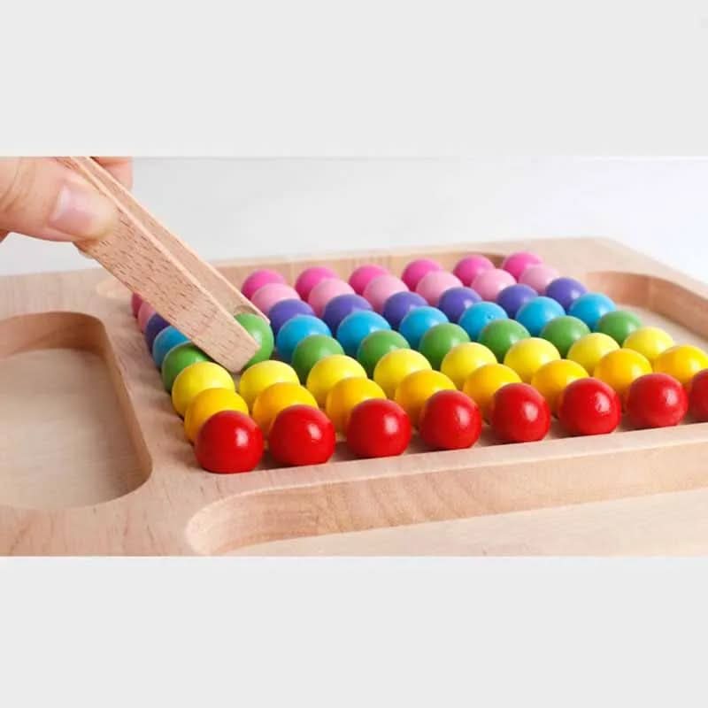 HueCraft Montessori Holzperlen-Sortierspiel für Vorschulkinder Farb- und Zählspaß