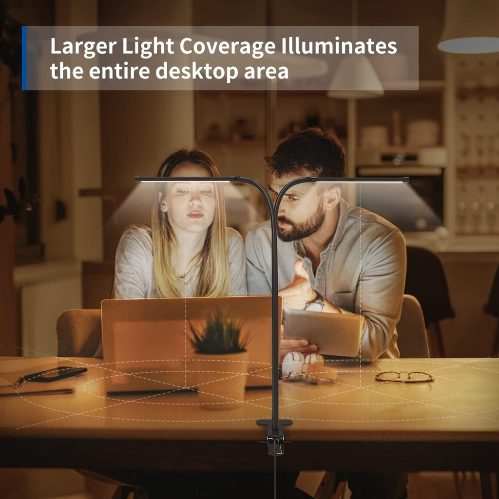 Duolux Clip-On LED-lampa för läsning med justerbara dubbla rör