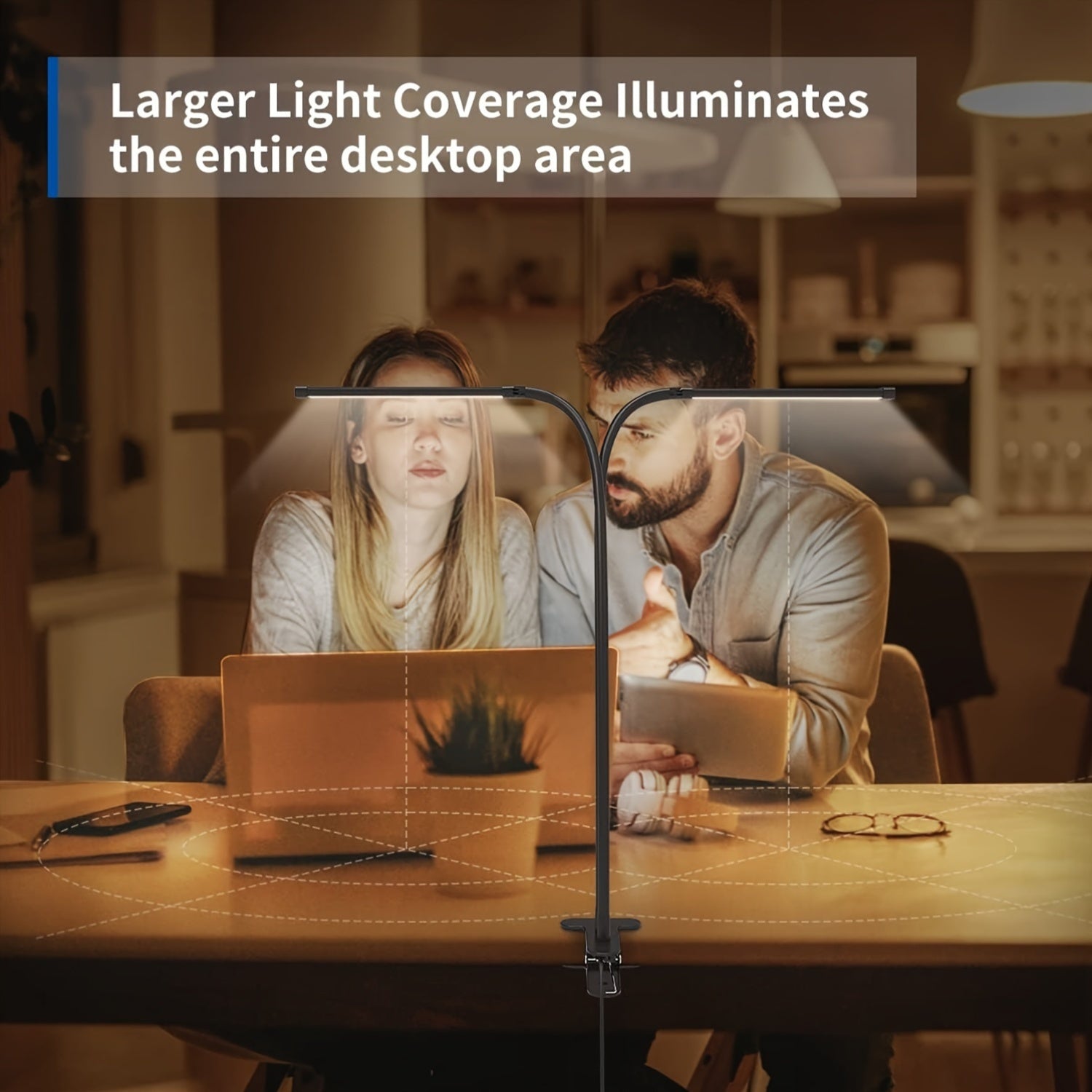 Duolux Clip-On LED-lampa för läsning med justerbara dubbla rör