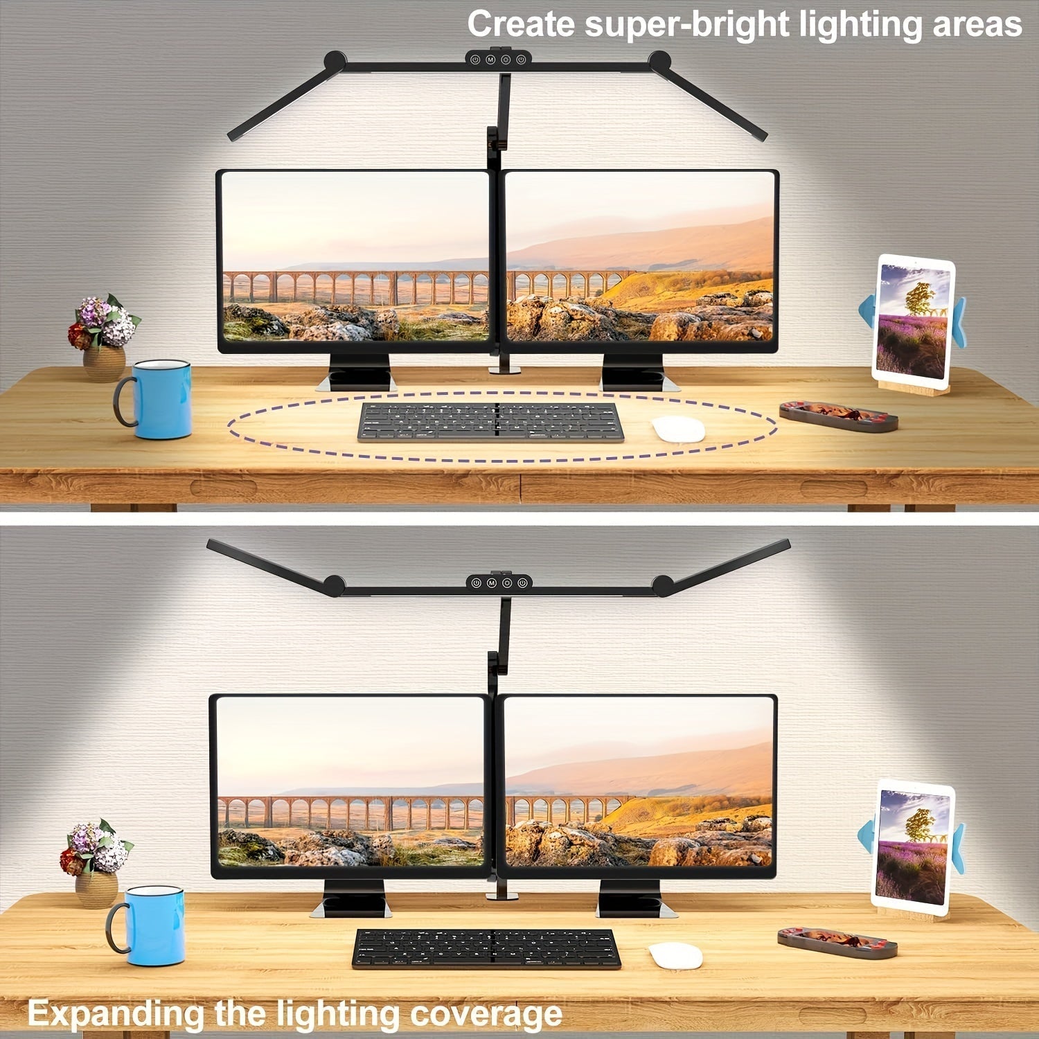 Prismalux Three-Head Clampable Led Desk Lamp for Workspaces