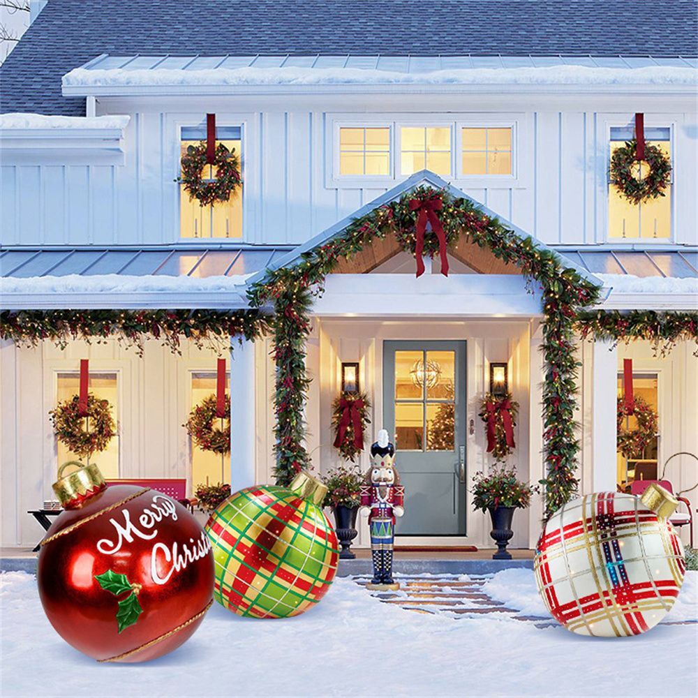 Sfere di Natale gonfiabili in PVC per esterni, resistenti alle intemperie e riutilizzabili, vari design