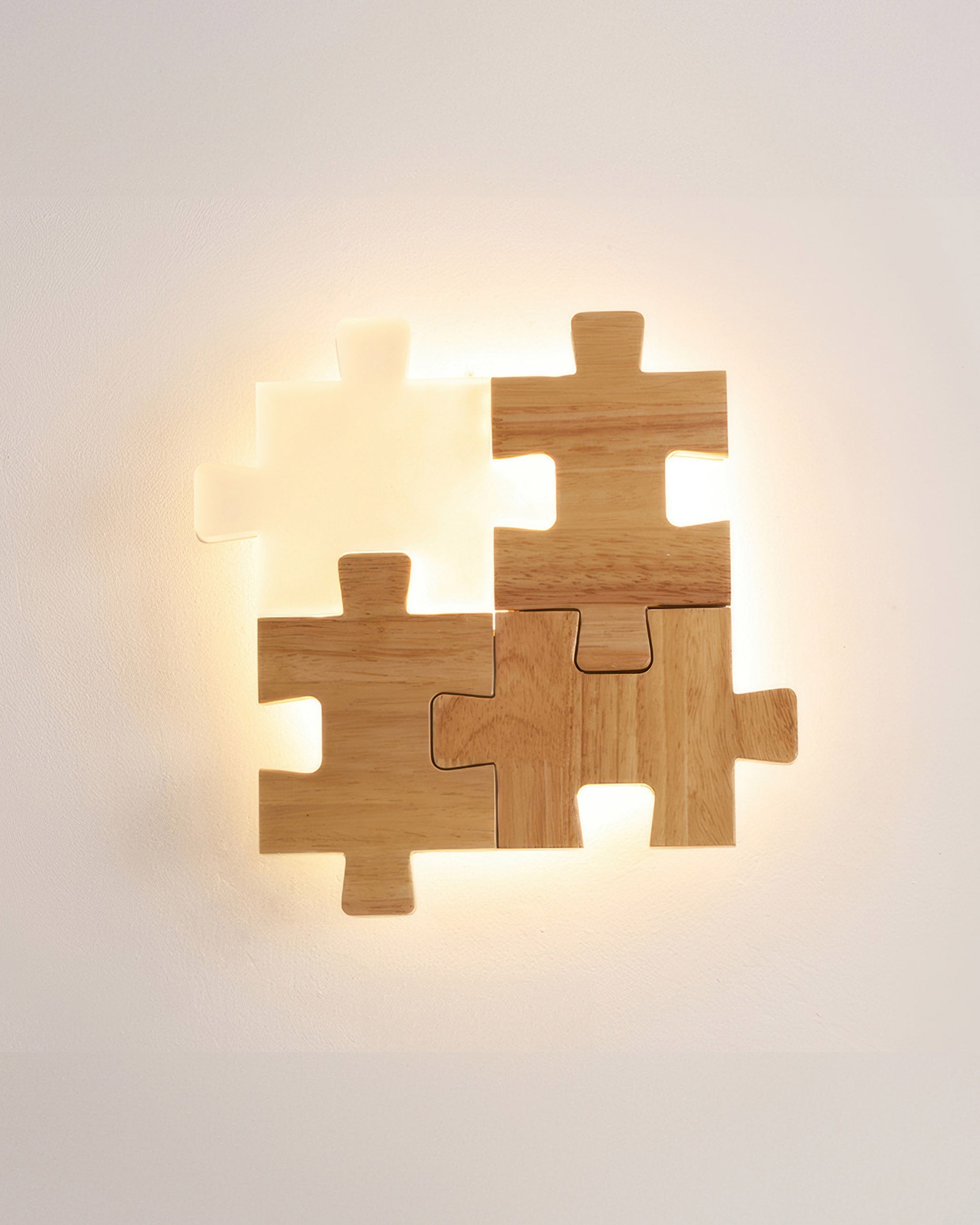 Aplique de pared LED NovaPuzzle de rompecabezas de madera en estilo minimalista nórdico