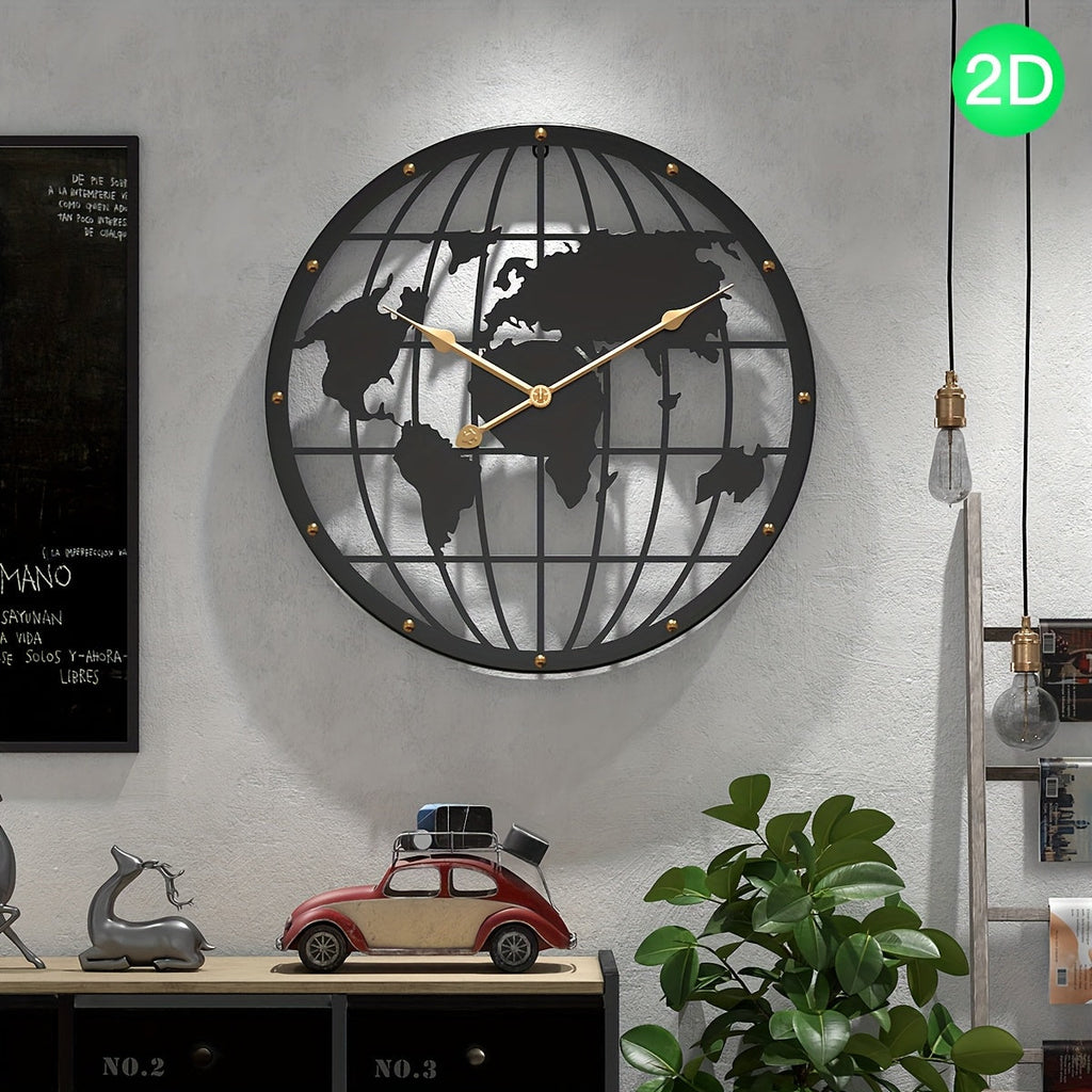 Ceas decorativ Ironluxe 40 cm din metal pentru perete 2D, model ajurat, pentru casă