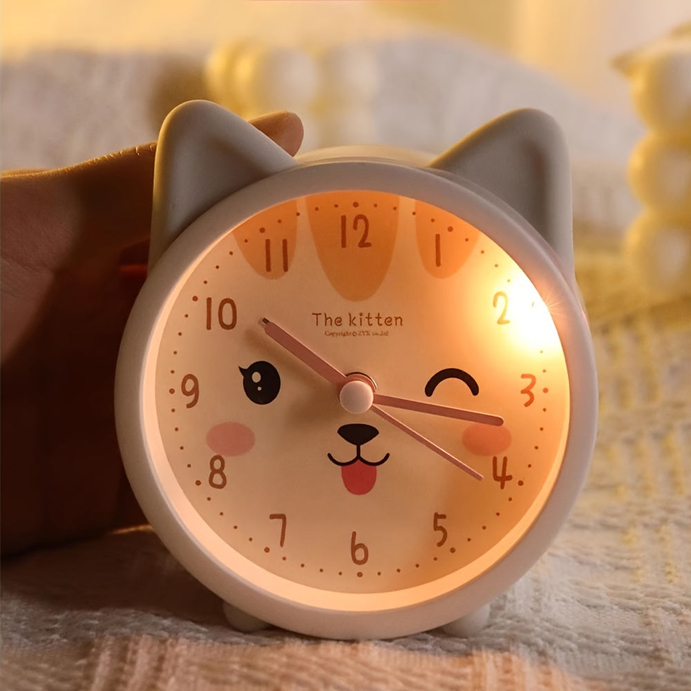 Kinderwecker mit Nachtlicht, geräuschlosem Laufwerk, Hasenmotiv, kompakte Größe
