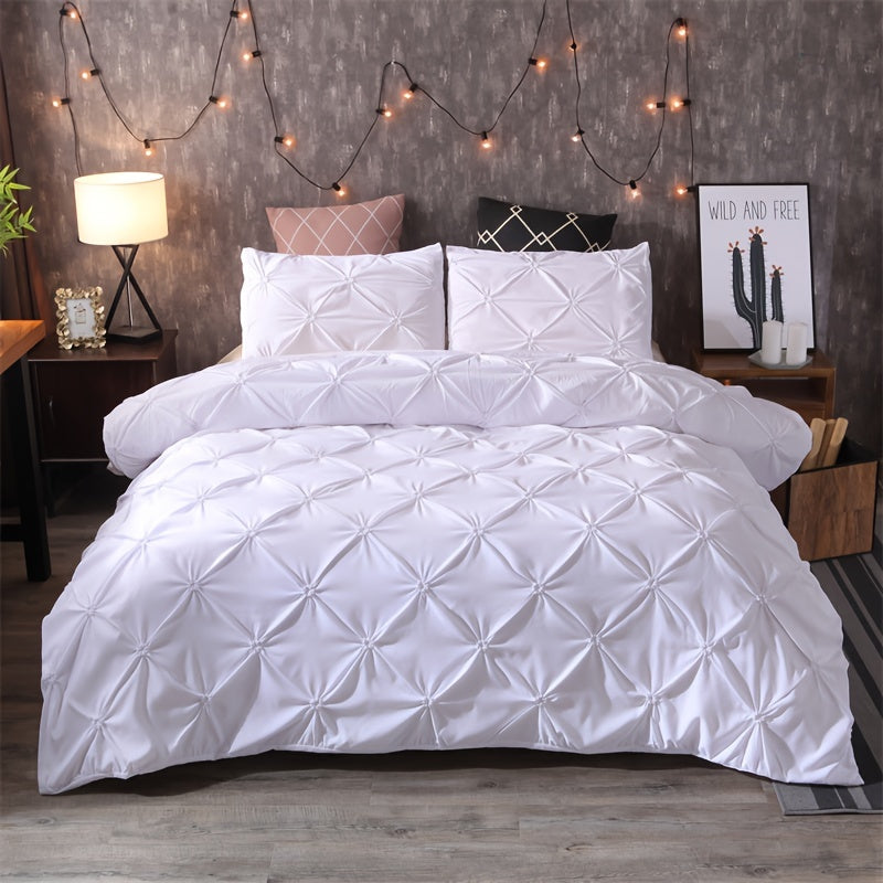 Softplea Pleated Comfort Duvet Cover Set 3 Piece Bedding