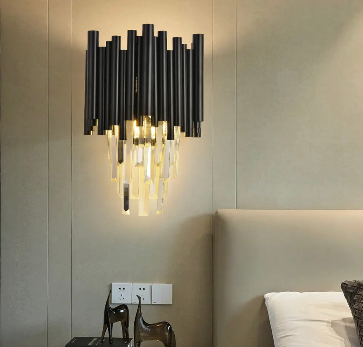 Collection de lustres en cristal Nova en finition noir mat