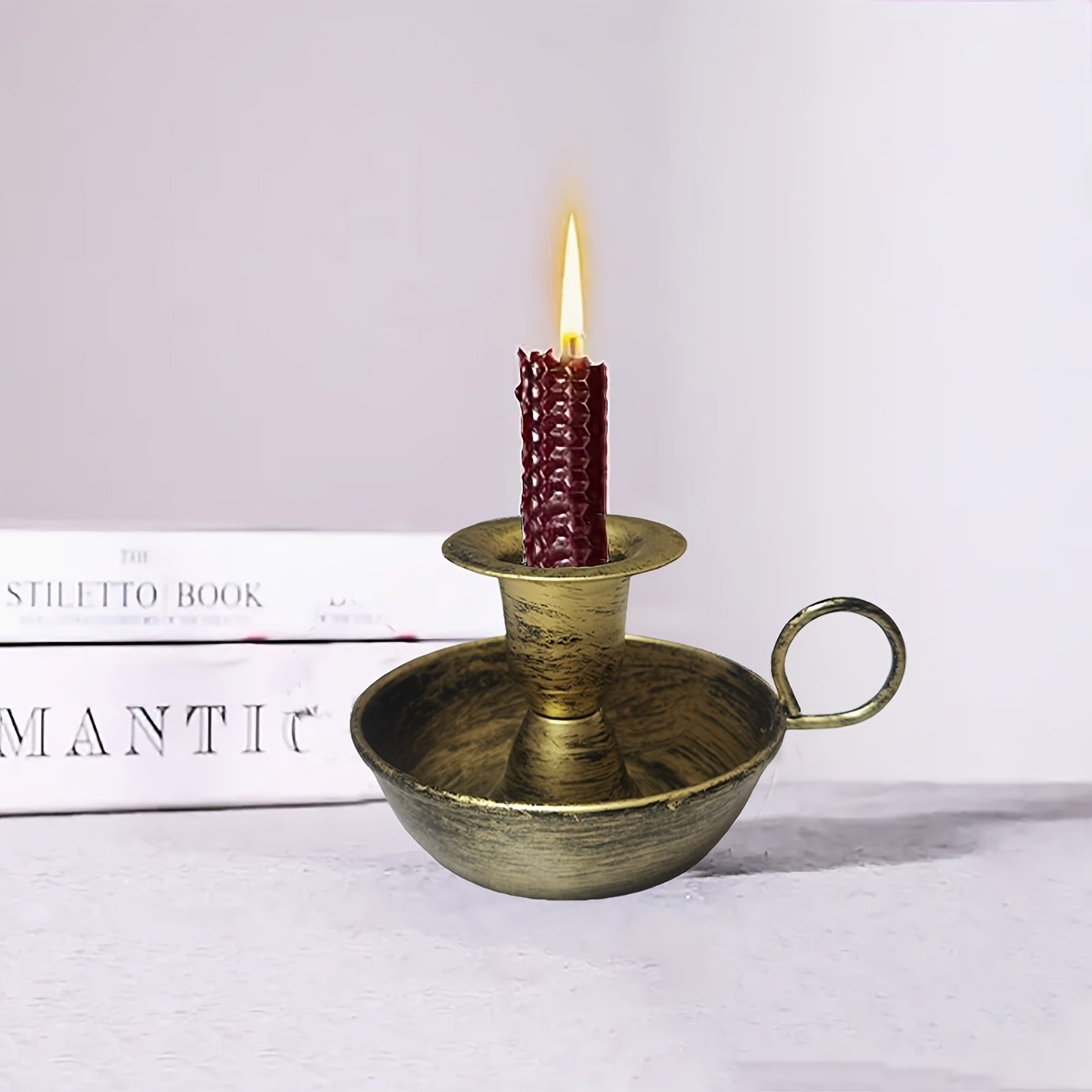 Nordique Iron Candle Holder In Vintage Deco Style For Tabletop