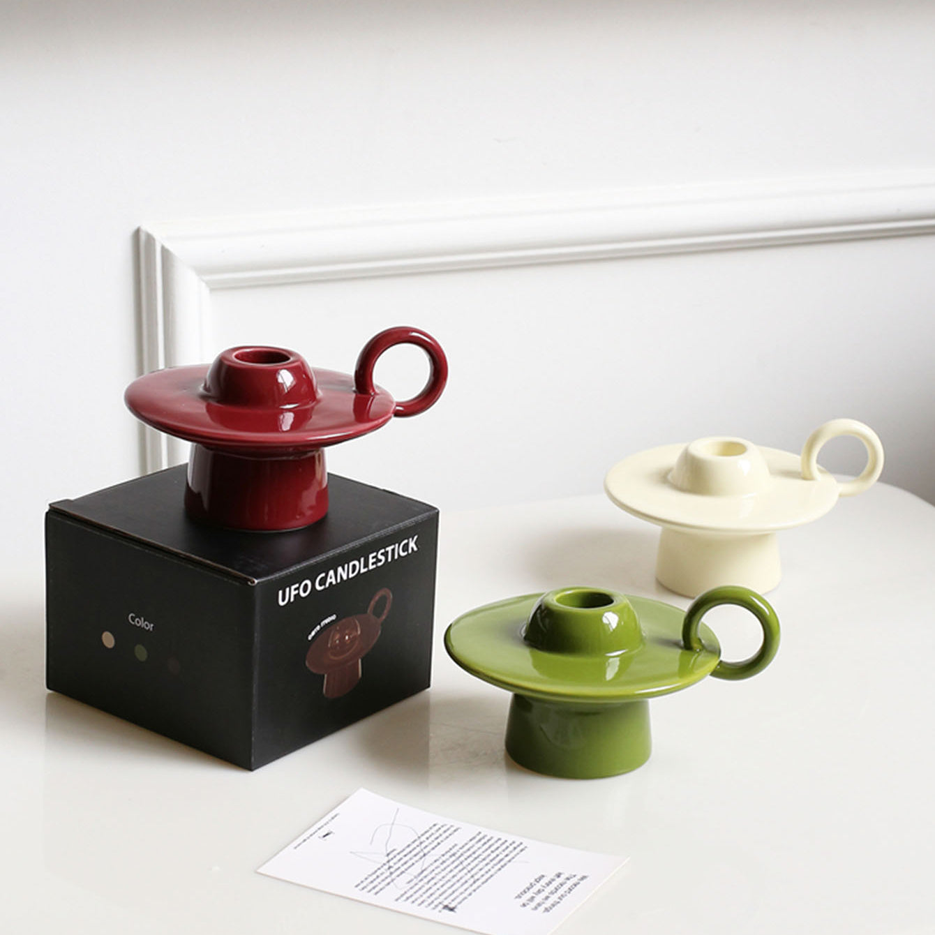 Orbita Ceram Candle Stand In Vintage UFO Style For Tables