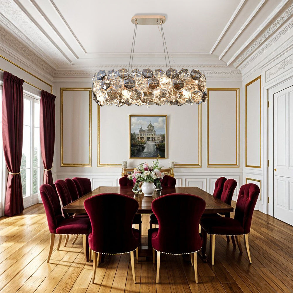 Candelabru Aurora Crystal cu cristale gri fum și oțel inoxidabil