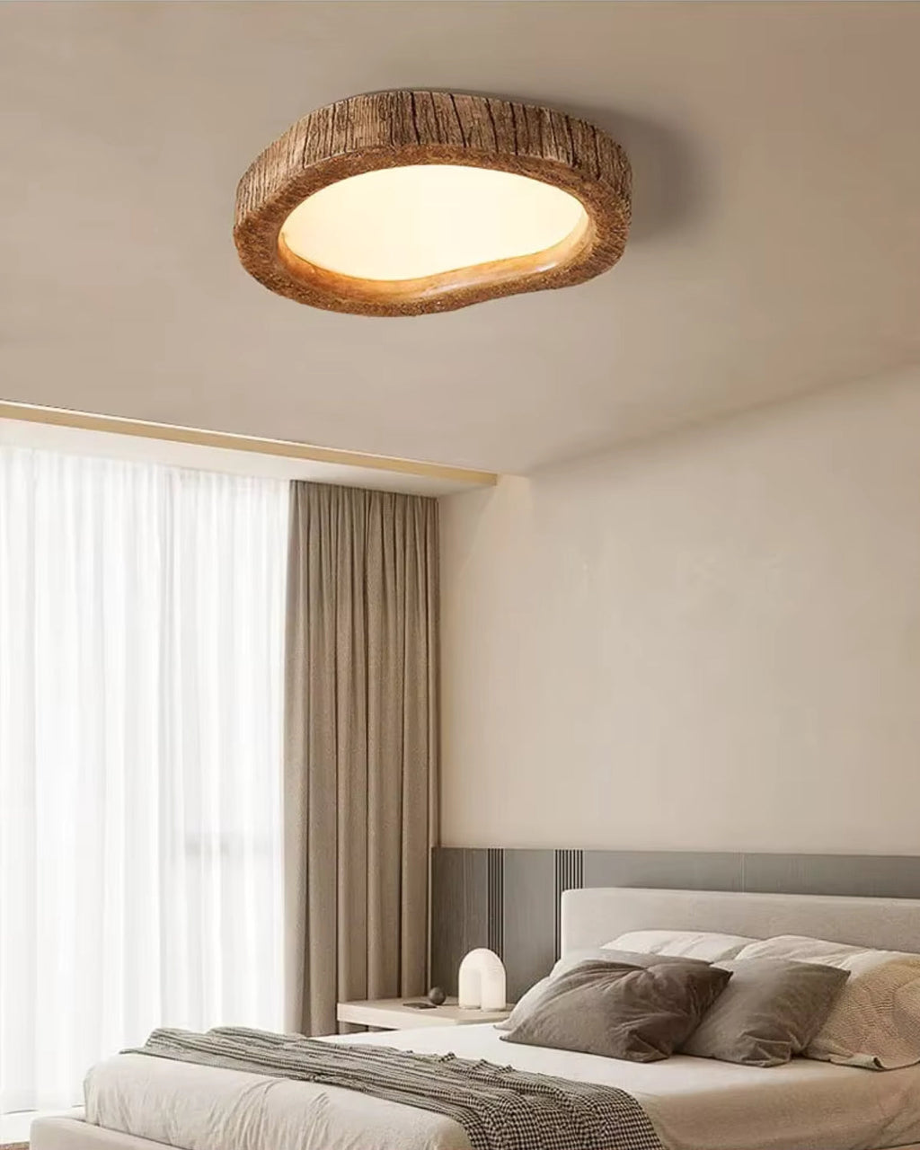 Nova Oak Ceiling Light With Warm Minimal Glow And Wooden Housing
