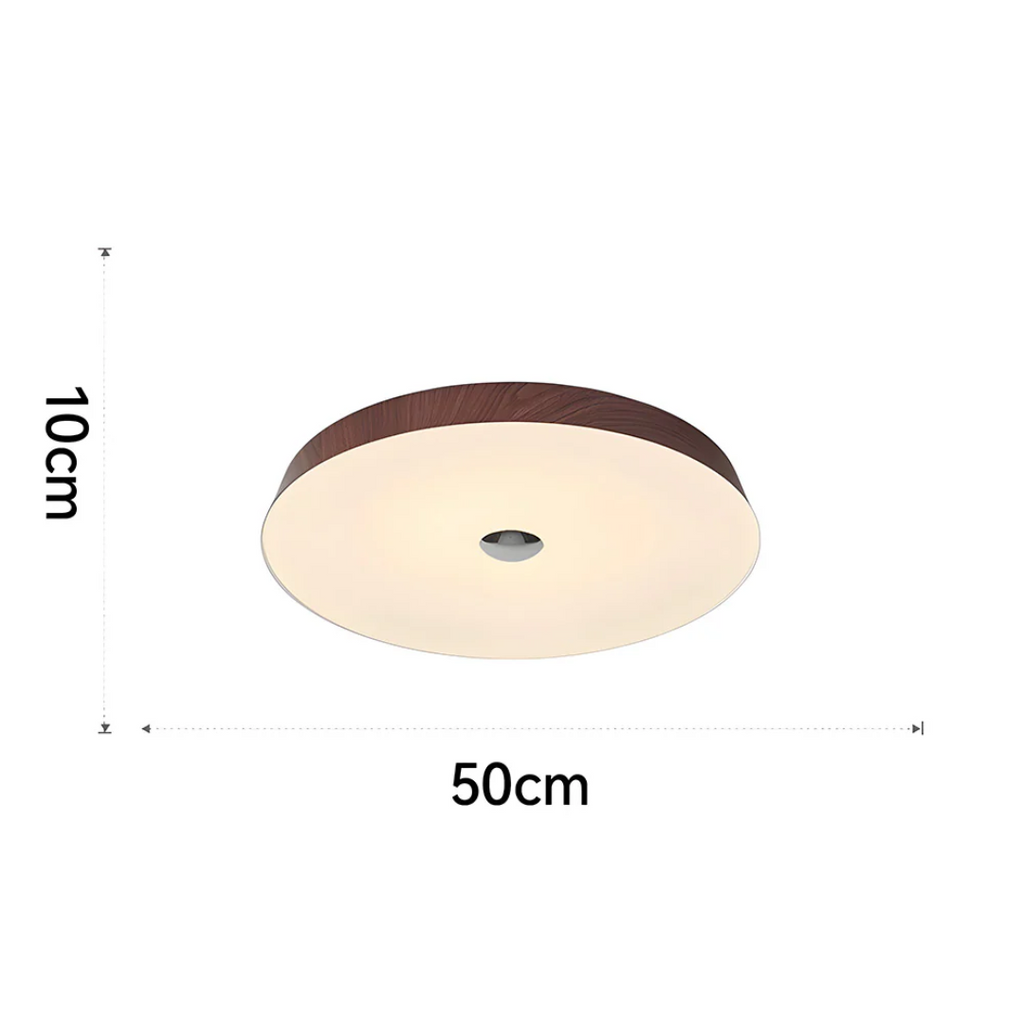Lámpara de techo LED redonda LumaVista con vetas de madera natural