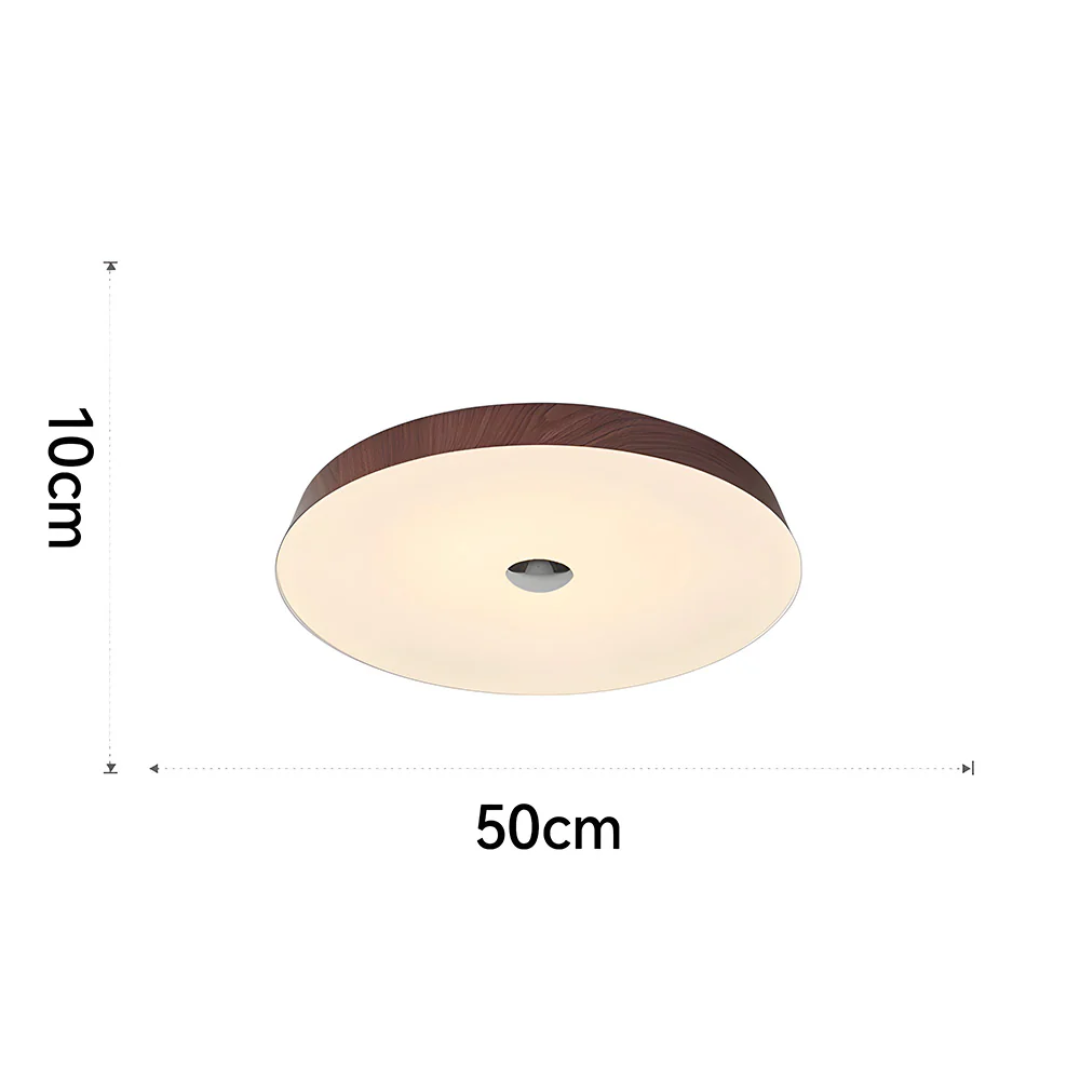 Lámpara de techo LED redonda LumaVista con vetas de madera natural