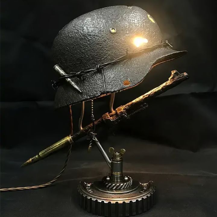 AntiqueLume Steel Helmet Lamp For Historic Home Decor