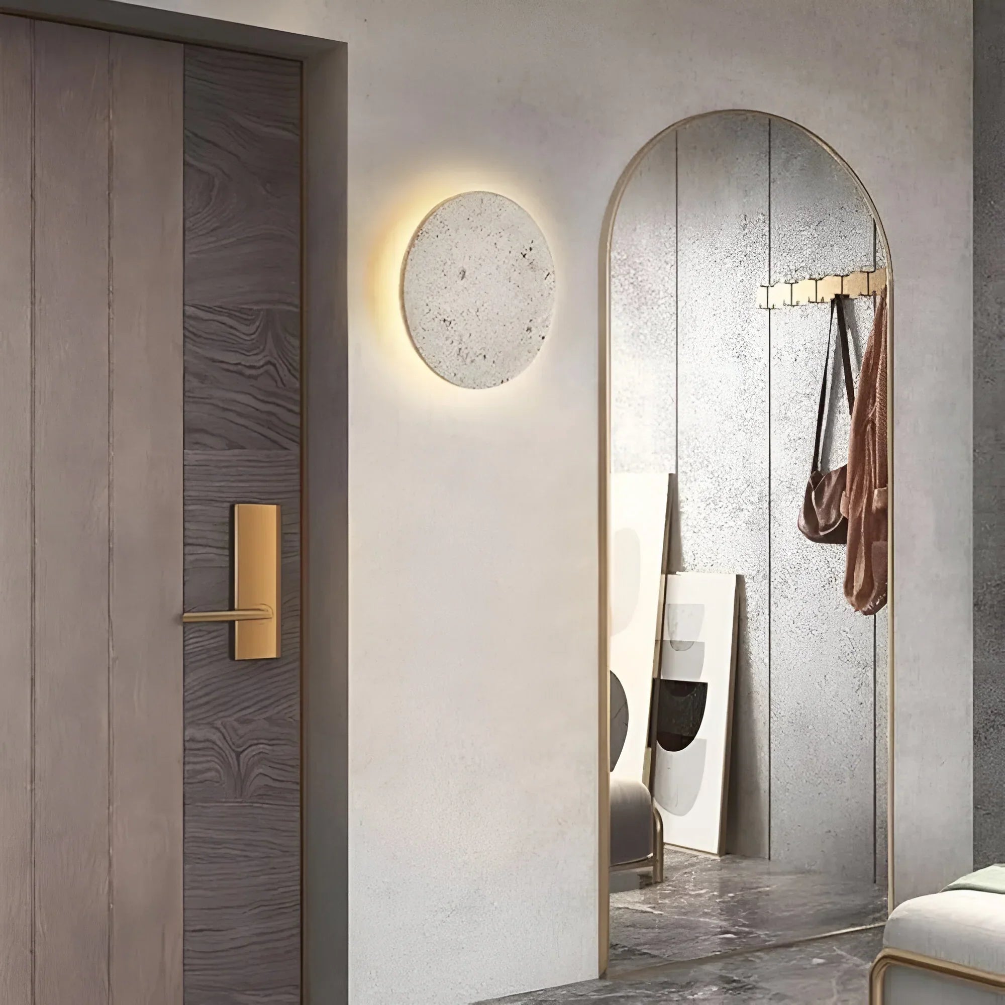 Okrągła lampa ścienna TerraLume Stone do wnętrz, nowoczesna dekoracja do salonu