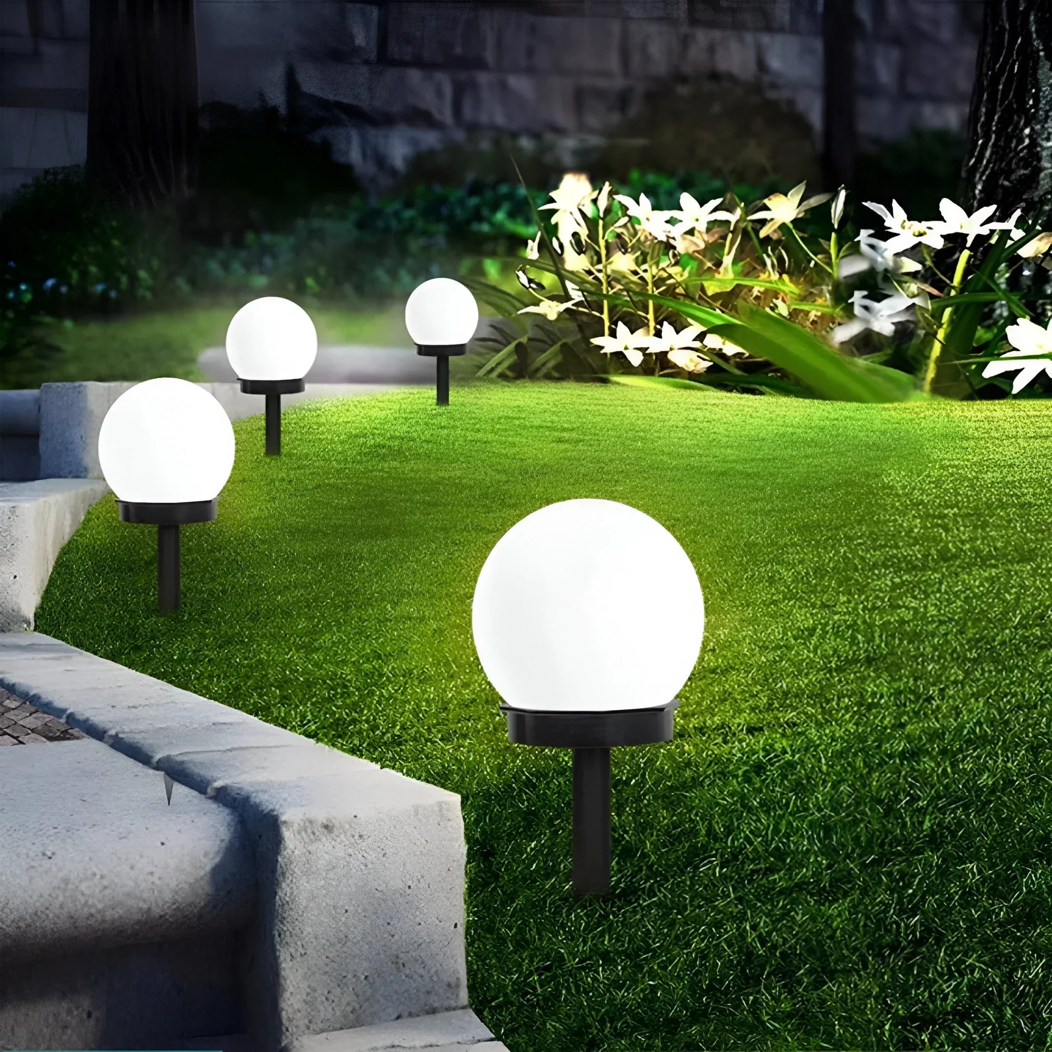 LumiGlobe 3 kusy vodotěsných solárních lamp na cesty pro venkovní chodníky a zahrady