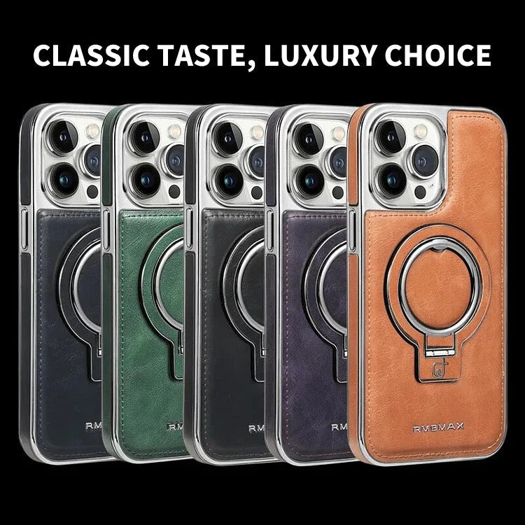 Pouzdro LuxeLeather na iPhone s kovovým stojánkem pro každodenní použití