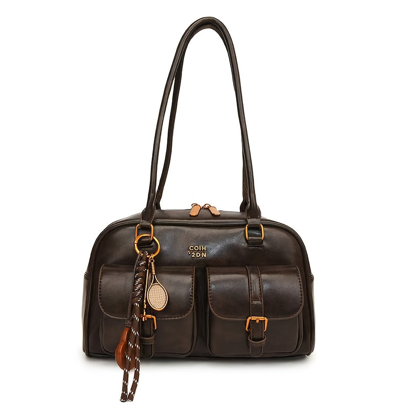 Travelina PU Shoulder Bag With Multiple Pockets And Chain Strap