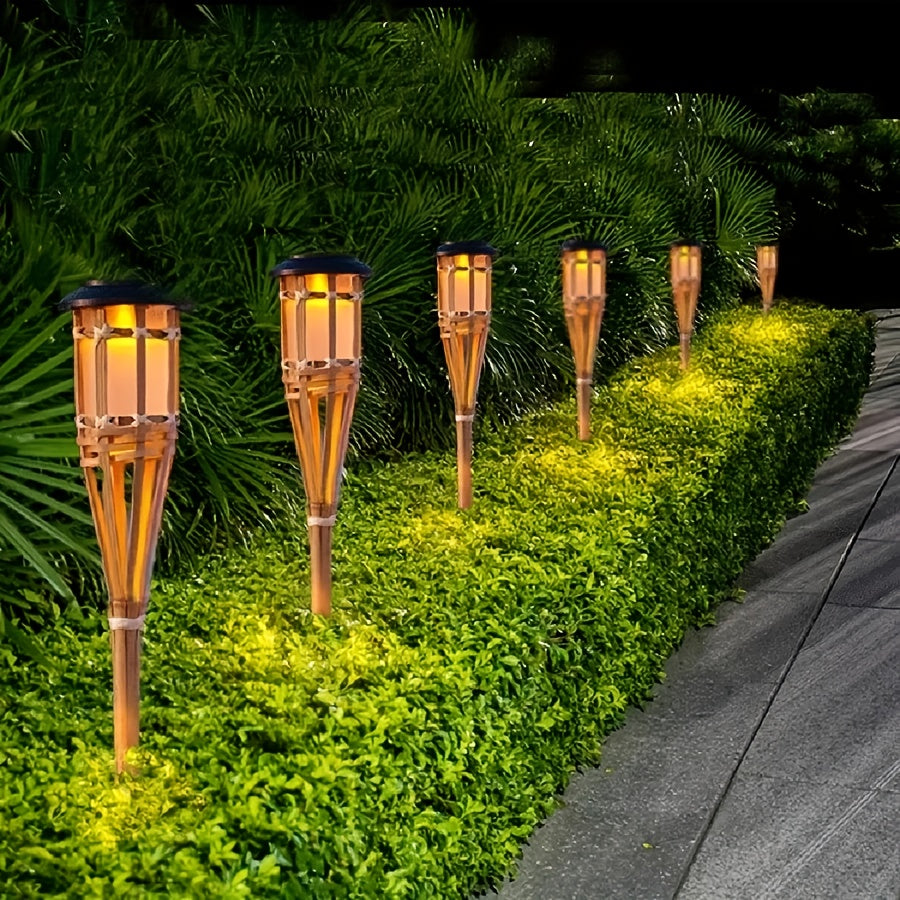 FlameGlow Solar Powered Bamboo Lights For Outdoor Ambiance