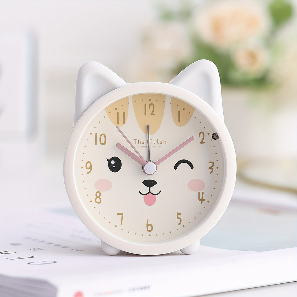 Kinderwecker mit Nachtlicht, geräuschlosem Laufwerk, Hasenmotiv, kompakte Größe