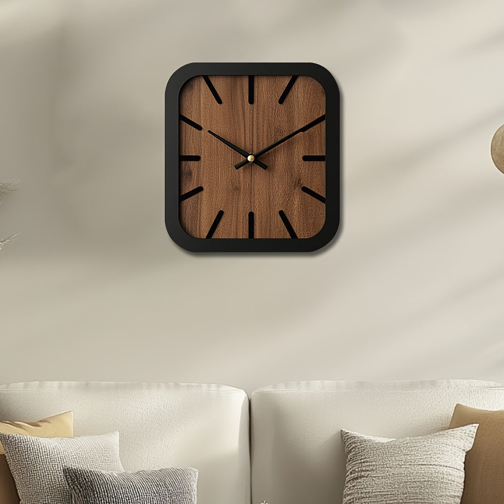 Naturclock Handcrafted Wooden Square Clock Battery Operated Decor