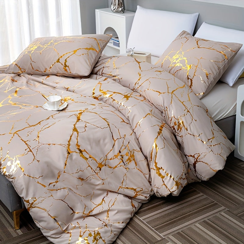Goldshim Bedding Set With Foil Texture For Modern Bedrooms