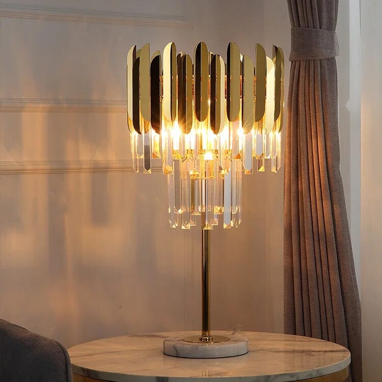 Lámpara de pie y de mesa Nova Crystal en acero inoxidable