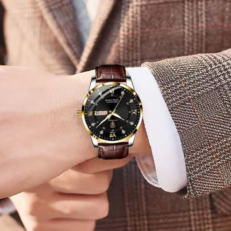 Orologio da uomo luminoso impermeabile in acciaio inox per uso quotidiano