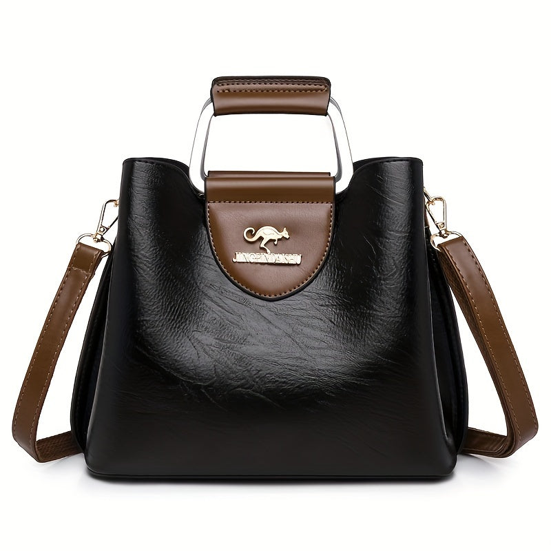 Bolso de cuero bicolor en negro y marrón para uso diario