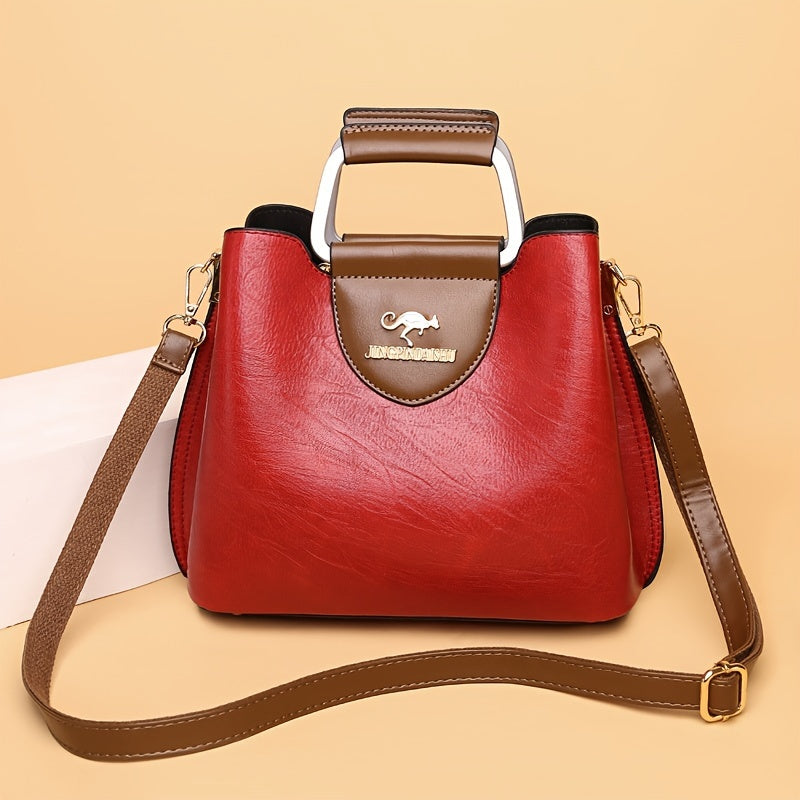 Bolso de cuero bicolor en negro y marrón para uso diario